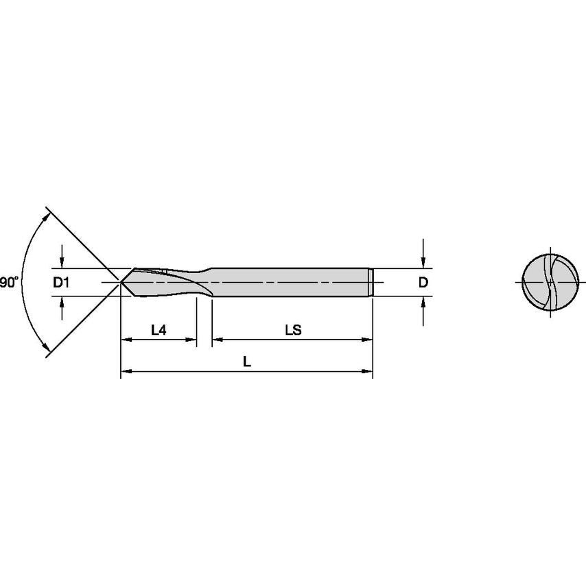 B505Z12000 Solid Carbide Nc Spot Drill 12MM/.4724/9