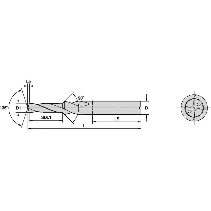 B732A05106HP Solid Carbide Step Drill 5.106MM/.2010/L