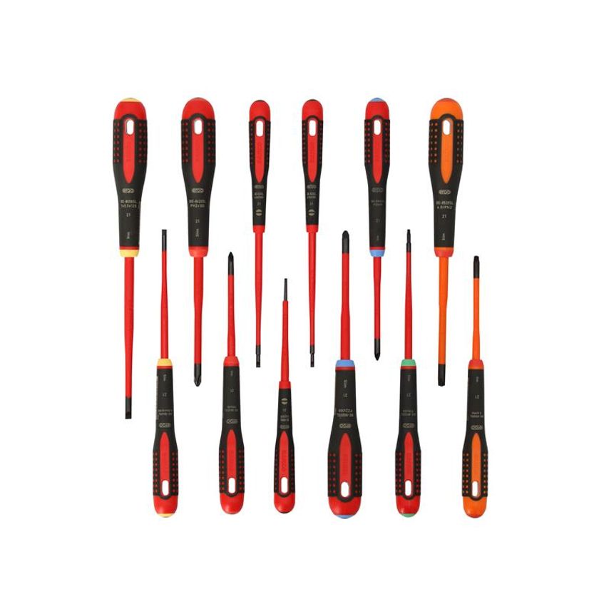 BE-9878SL ERGO Slim VDE Insulated Screwdriver Set, 12 Piece BAHBE9878SL