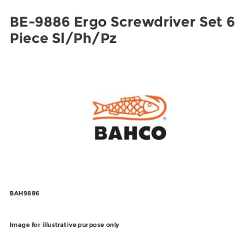 BE-9886 Ergo Screwdriver Set 6 Piece Sl/Ph/Pz BAH9886