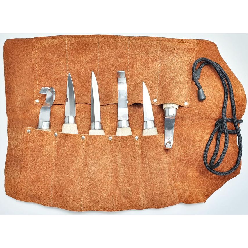 BEBKIT1 Whittling 6 Piece Set In A Leather Tool Roll