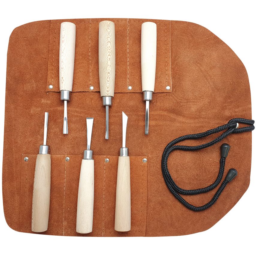 BEBKIT3 Mini Carving 6 Piece Set In Leather Tool Roll