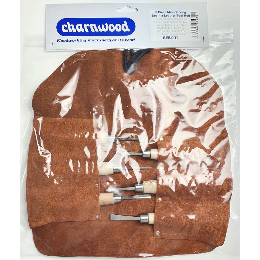 BEBKIT3 Mini Carving 6 Piece Set In Leather Tool Roll