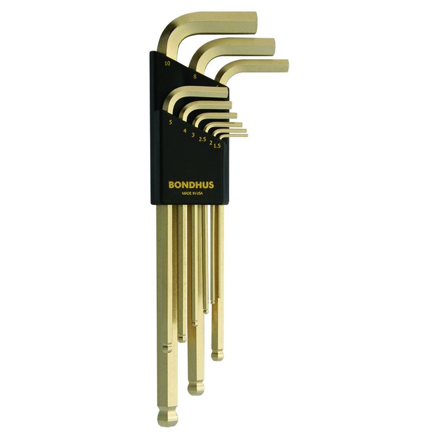 BLX9G Gold Long Series Ballend Hex Key Set 1.5mm-10mm, 38099