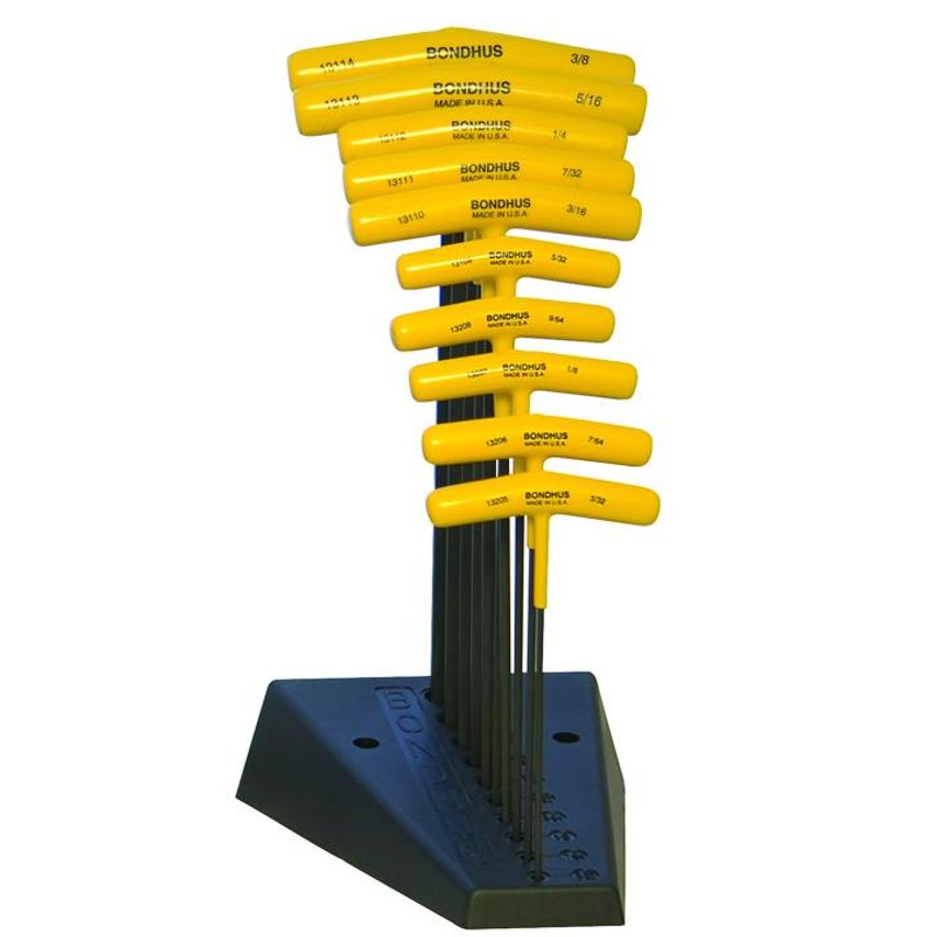 BTX10/S T-Handle Ball Driver Hex Set + Stand 3/32"-3/8", 13190