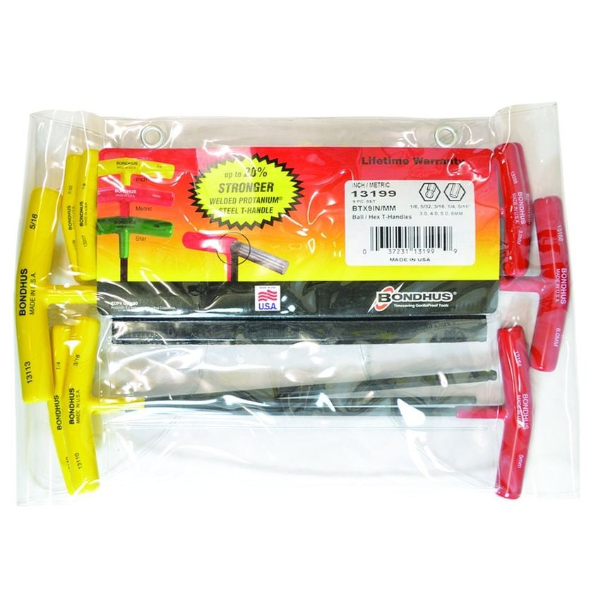 BTX9 T-Handle Ball Driver Hex Set 1/8"-5/16"+3mm-6mm, 13199