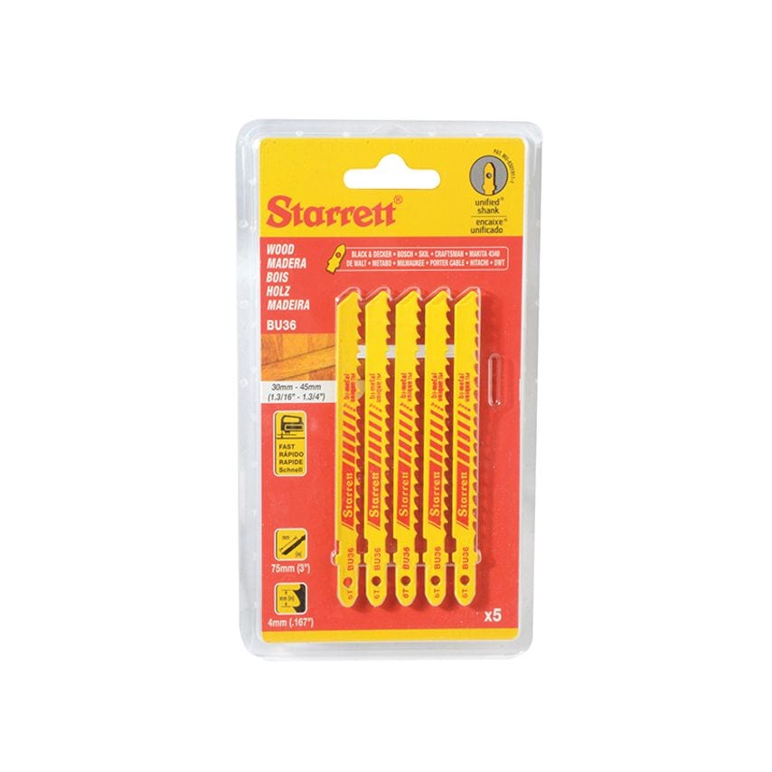BU36-5 Wood Cutting Jigsaw Blades Pack of 5 STRBU365