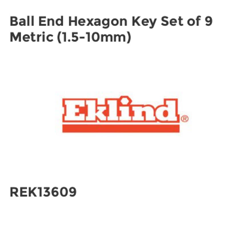 Ball End Hexagon Key Set of 9 Metric (1.5-10mm)