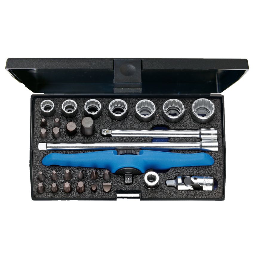 Basic tool set 1/4" for motorbikes, 30 pcs