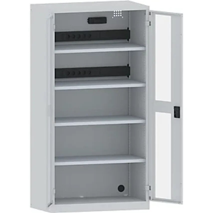 Battery Charging Cabinet - 4 Shelves - Vision Panel Doors, Grey
