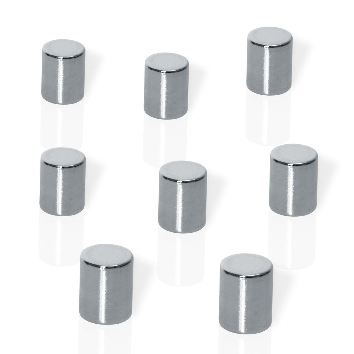 BeBoard Neodymium Cylinder Magnets Silver PK8