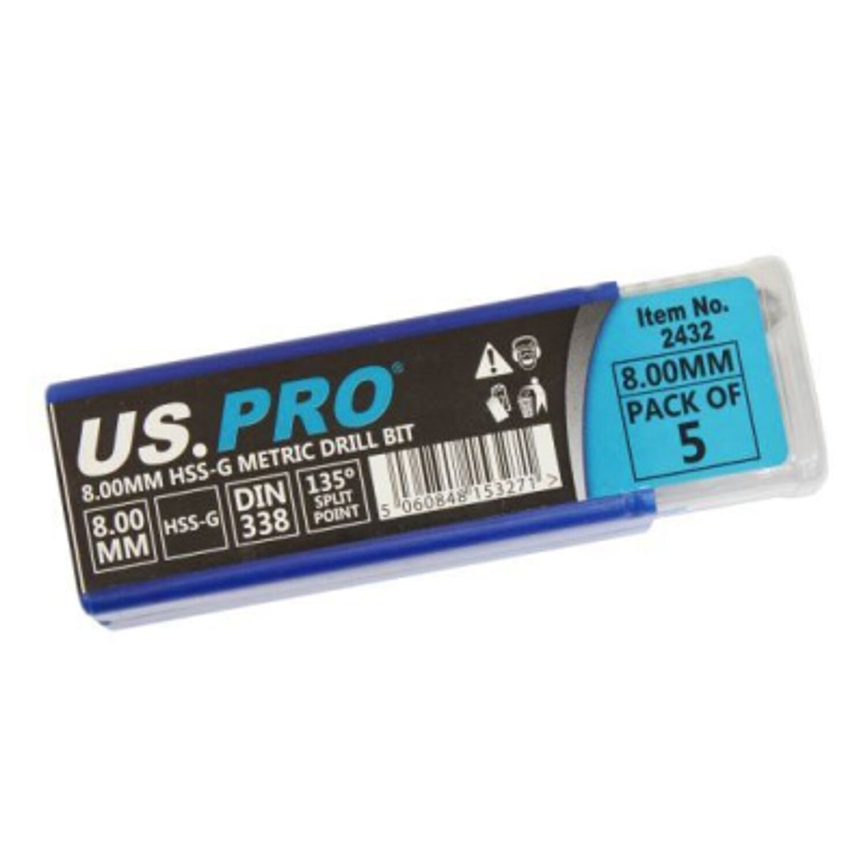 Bergen 8mm HSS Metric Ground Drill Bit (Pack of 5)