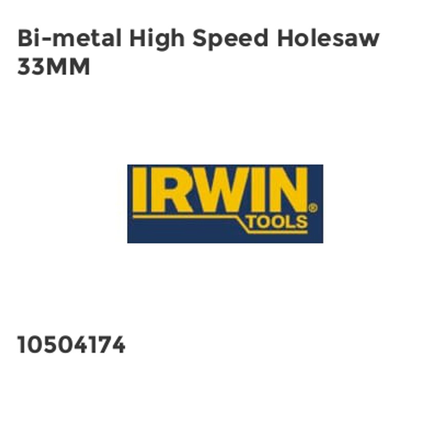 Bi-Metal High Speed Holesaw 33mm