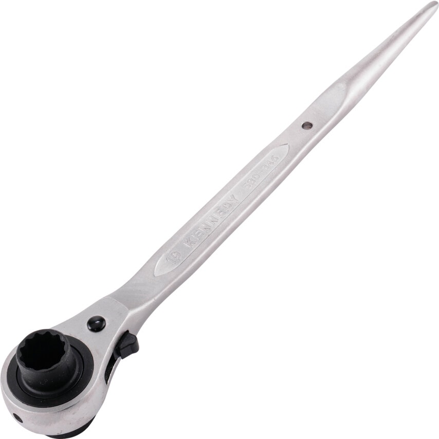 Bi-hexagon Ratchet Podger Spanner, Chrome Vanadium Steel, mm Length, 19mm x 24mm