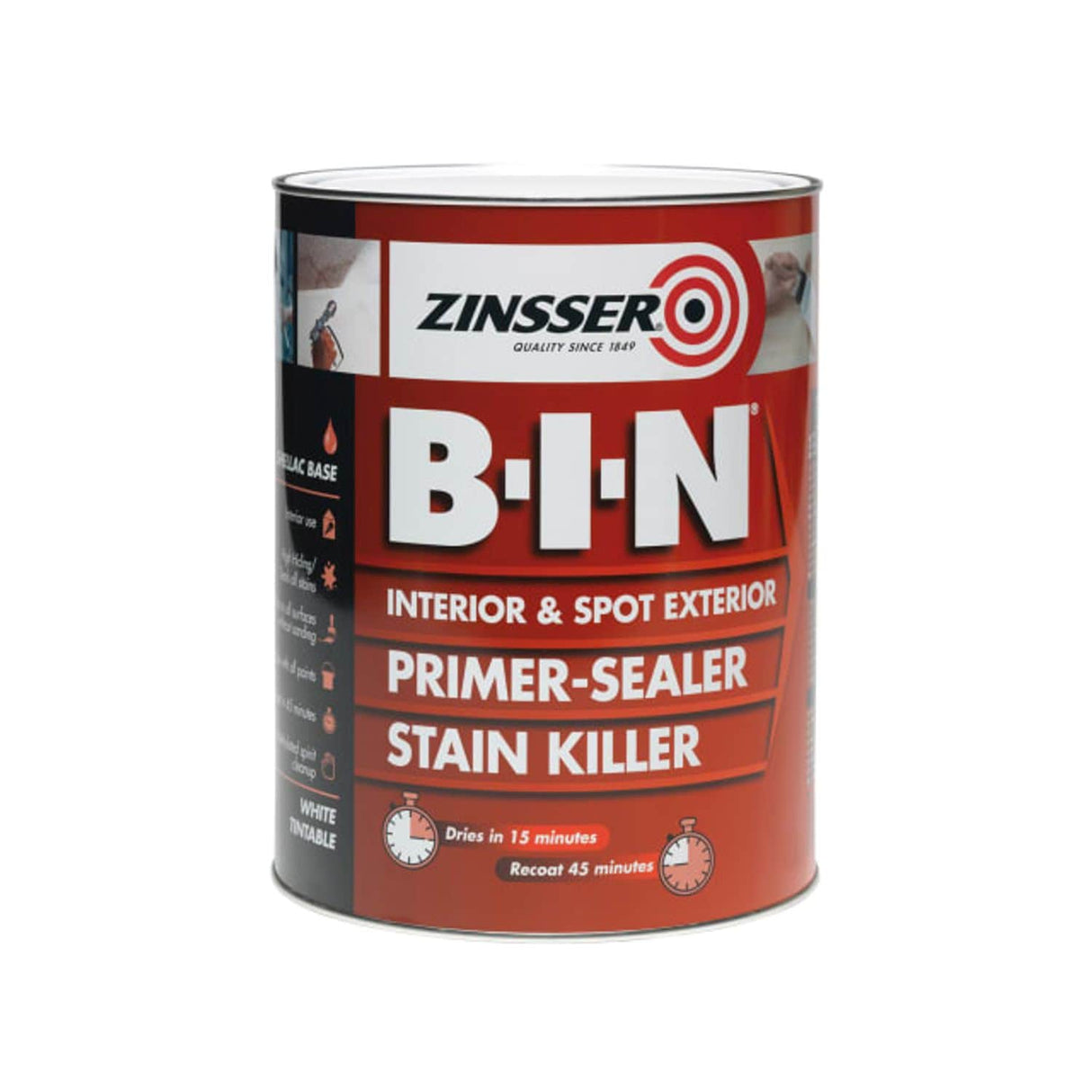 B.i.n Primer, Sealer & Stain Killer Paint White 5 Litre