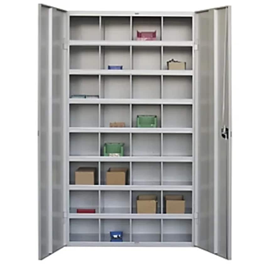 Bin Units, 32 Compartments, With Doors, Grey