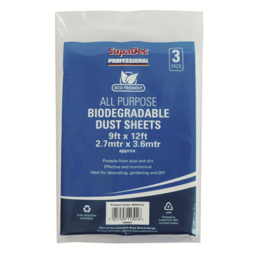 Bio-Degradable Dust Sheet Triple Pack of 12ft x 9ft (2.7m x 3.6m)