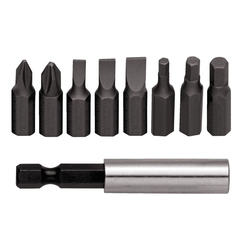Bit box 1/4 PH+SL+hex.+bit holder 9pcs
