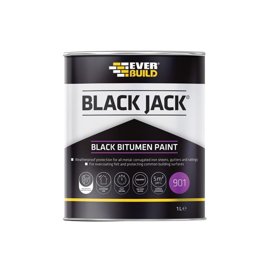 Black Jack 901 Black Bitumen Paint 1 litre EVB90101