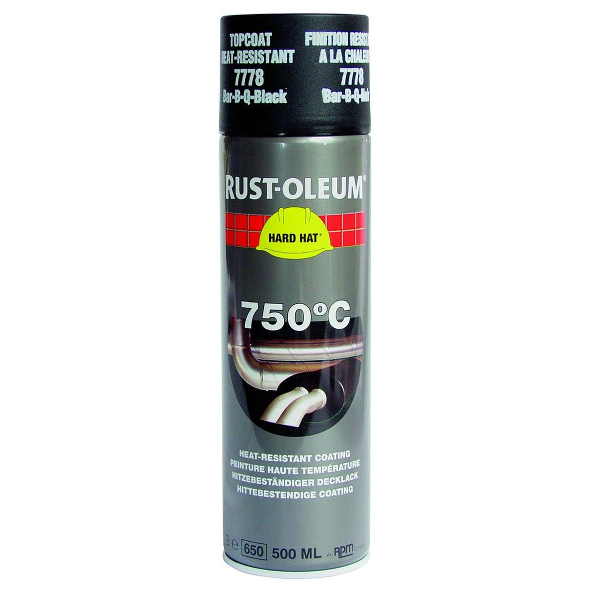 Black Satin Gloss Heat Res. Paint 500ML - RUS-7778