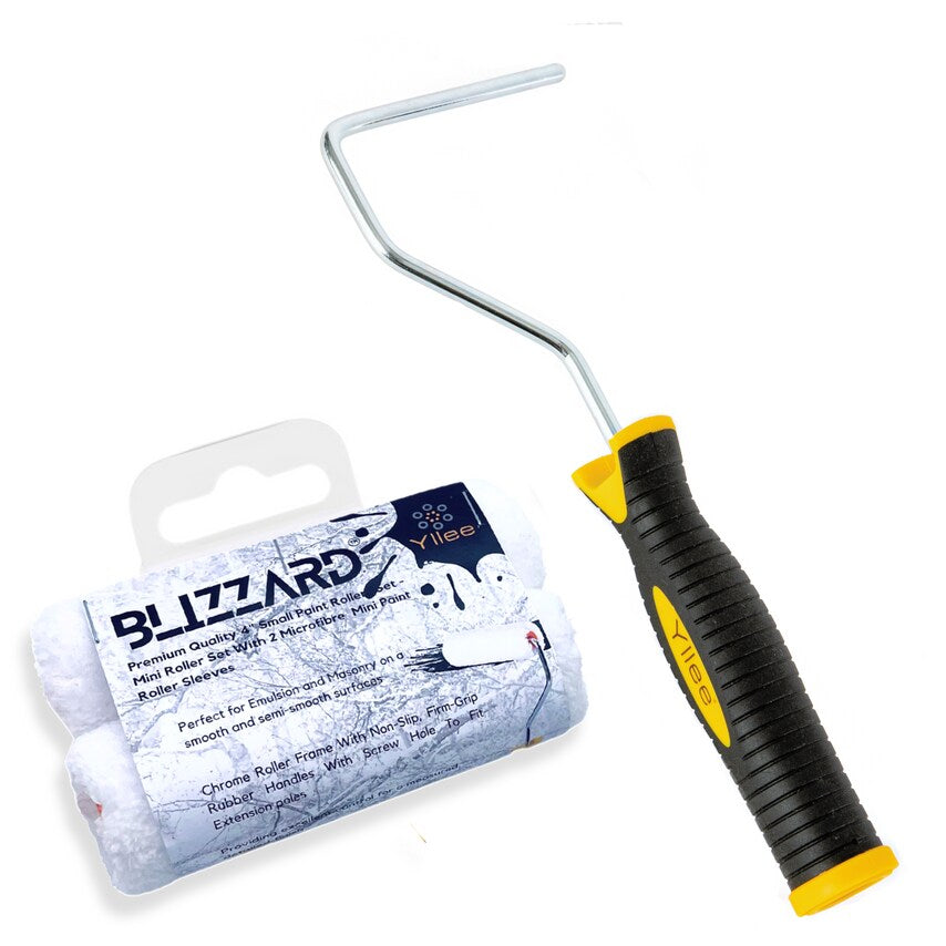 Blizzard Premium Quality 4in Small Microfiber Mini Non Drip Paint Roller Set