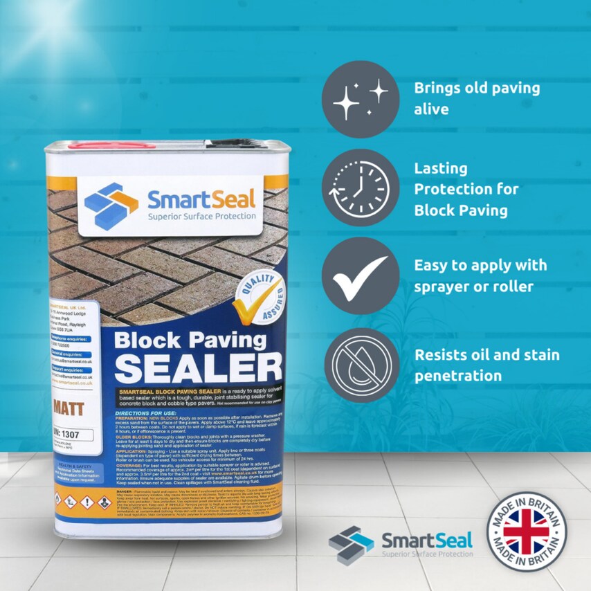 Block Paving Sealer Matte 5 Liter Pack of 4
