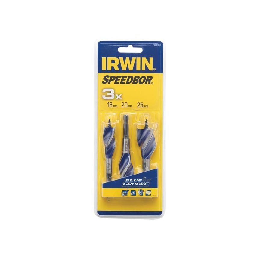 Blue Groove 6X Stubby Wood Bit Set, 3 Piece 16-25mm IRW1922006