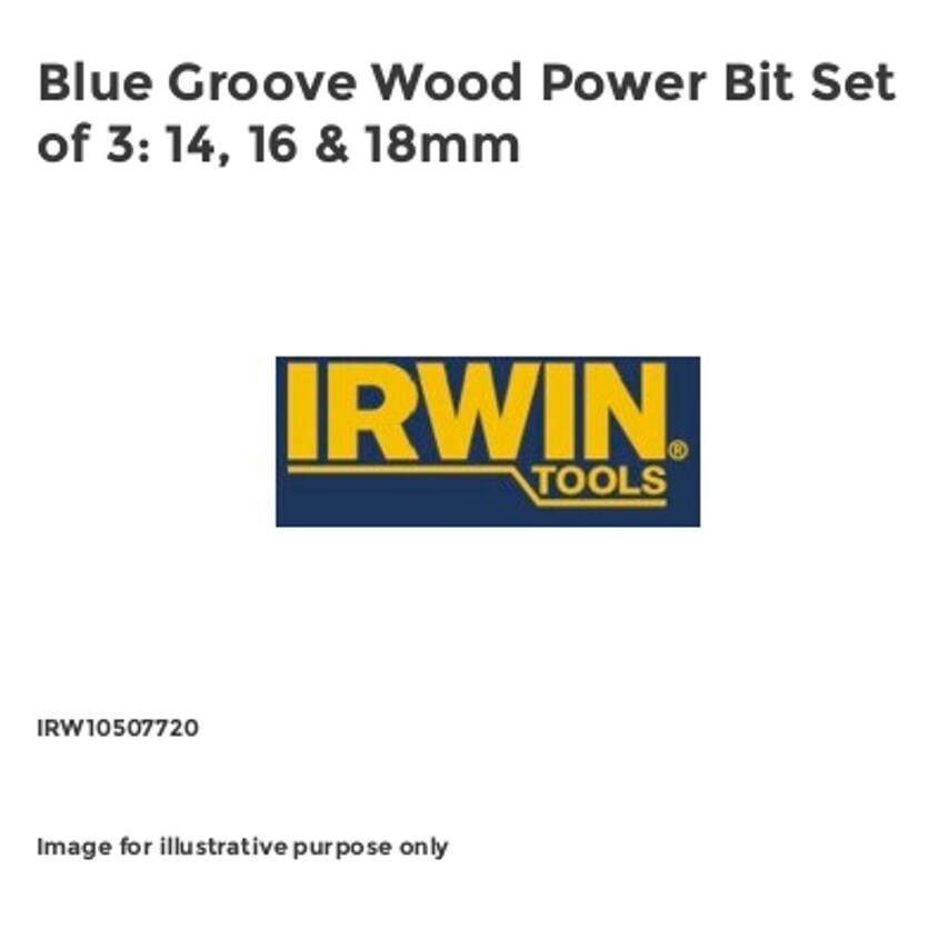 Blue Groove Wood Power Bit Set of 3: 14, 16 & 18mm IRW10507720