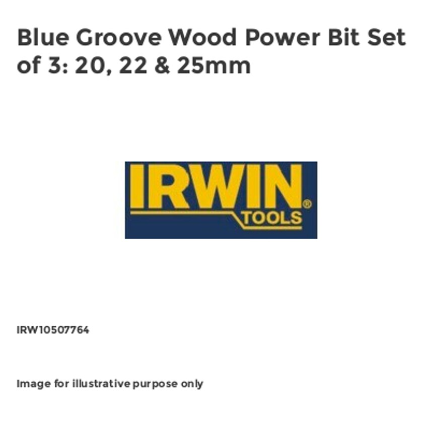 Blue Groove Wood Power Bit Set of 3: 20, 22 & 25mm