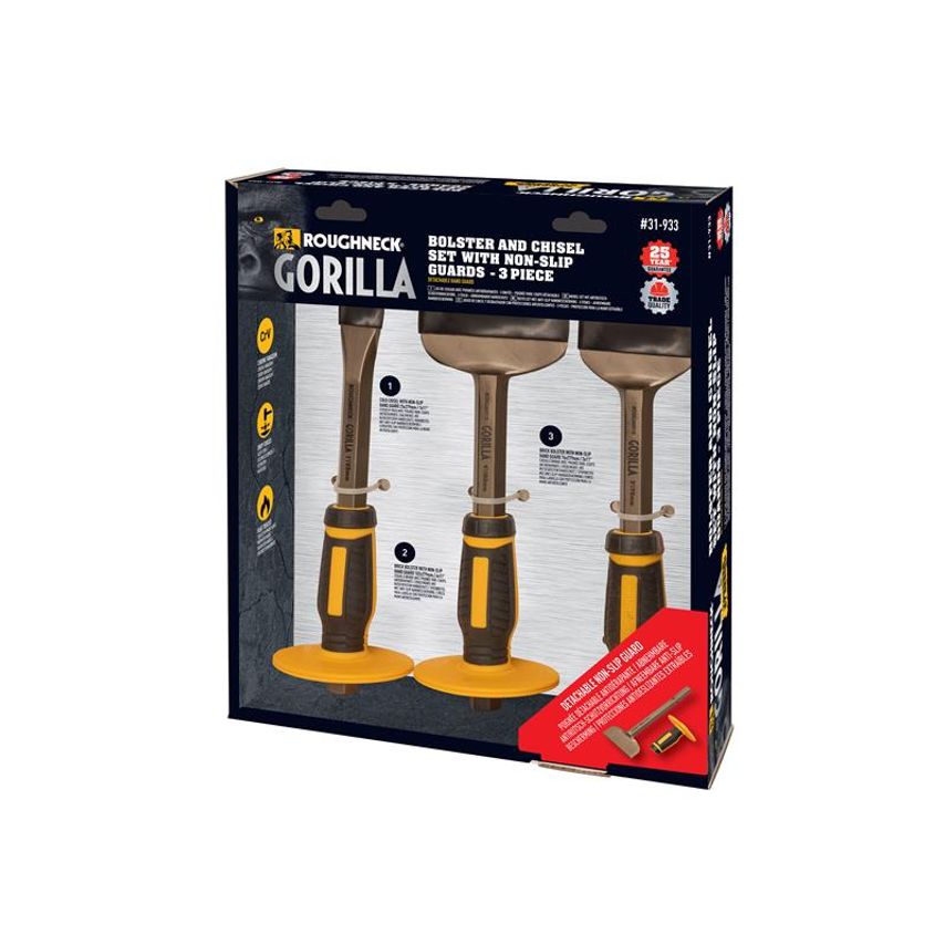Bolster & Chisel Set with Non-Slip Guards, 3 Piece ROU31933