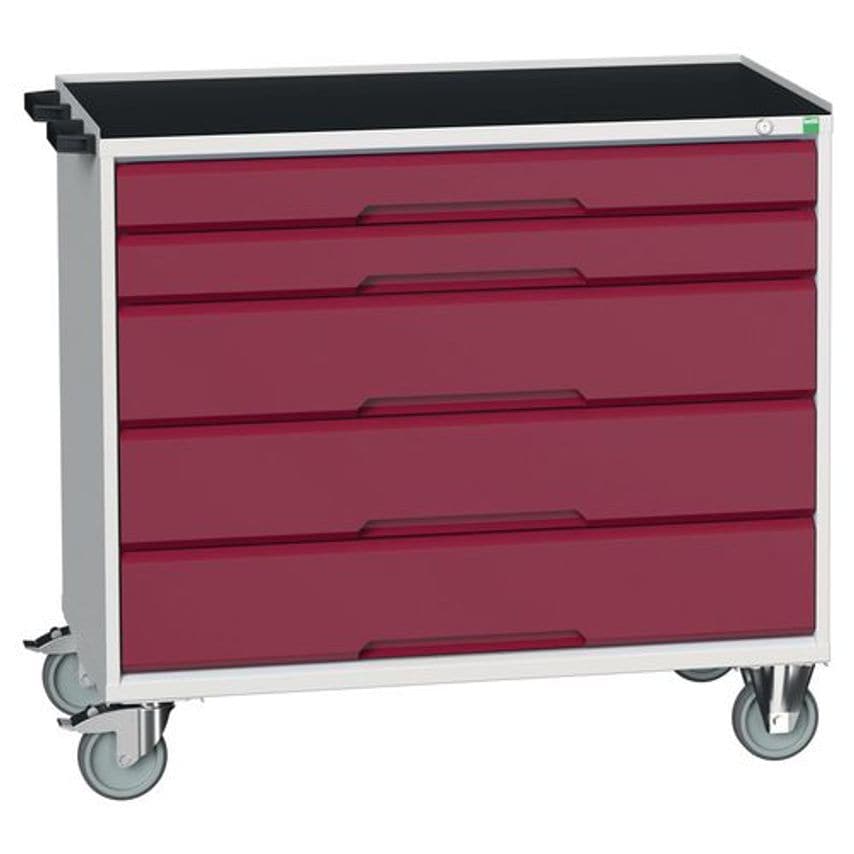 Bott Verso Medium Duty Mobile with 5 Drawers H X W X D mm 965 X 1050 X 550 Type 2 Drawers 100mm, 3 Drawers 175mm - 415528