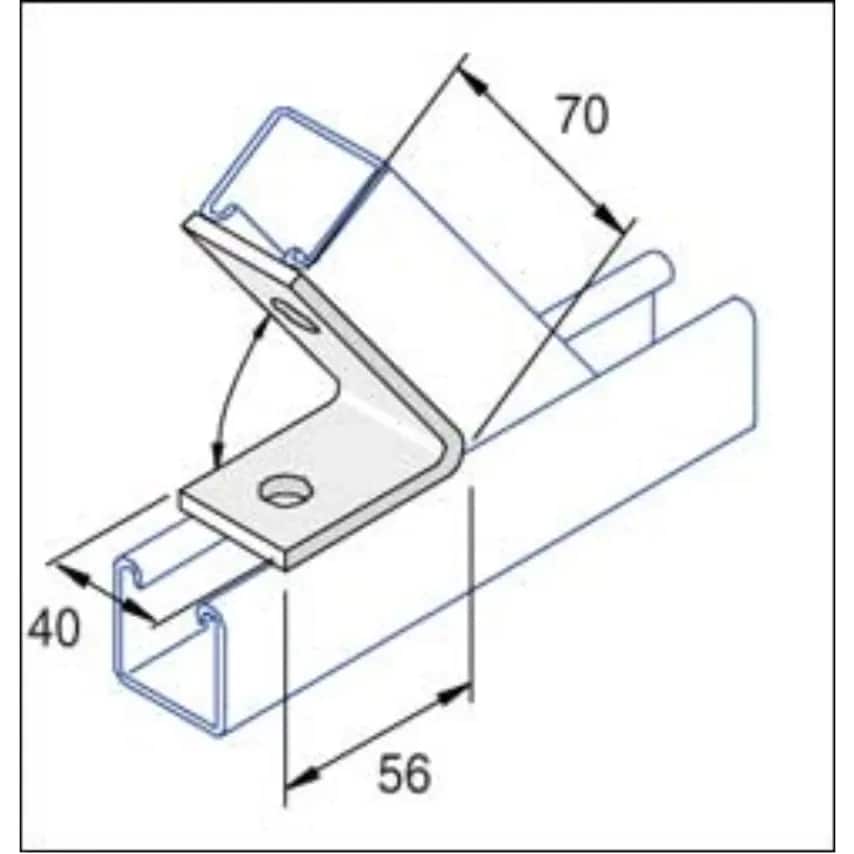 Bracket 45 Degree 2 Hole 40 x 64 x 77mm Steel Hot Dipped Galvanised