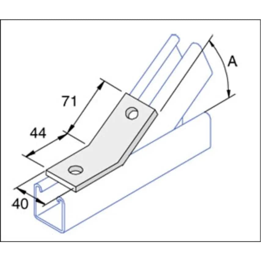 Bracket 60 Degree 2 Hole 40 x 52 x 81mm Steel Hot Dipped Galvanised