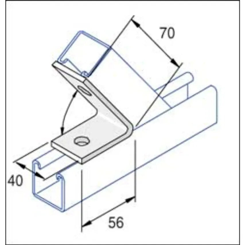 Bracket 60 Degree 2 Hole 40 x 64 x 79mm Steel Hot Dipped Galvanised