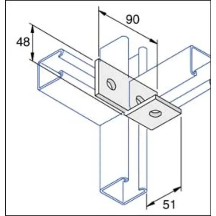 Bracket 90 Degree 3 Hole 90 x 51 x 48mm Steel Hot Dipped Galvanised
