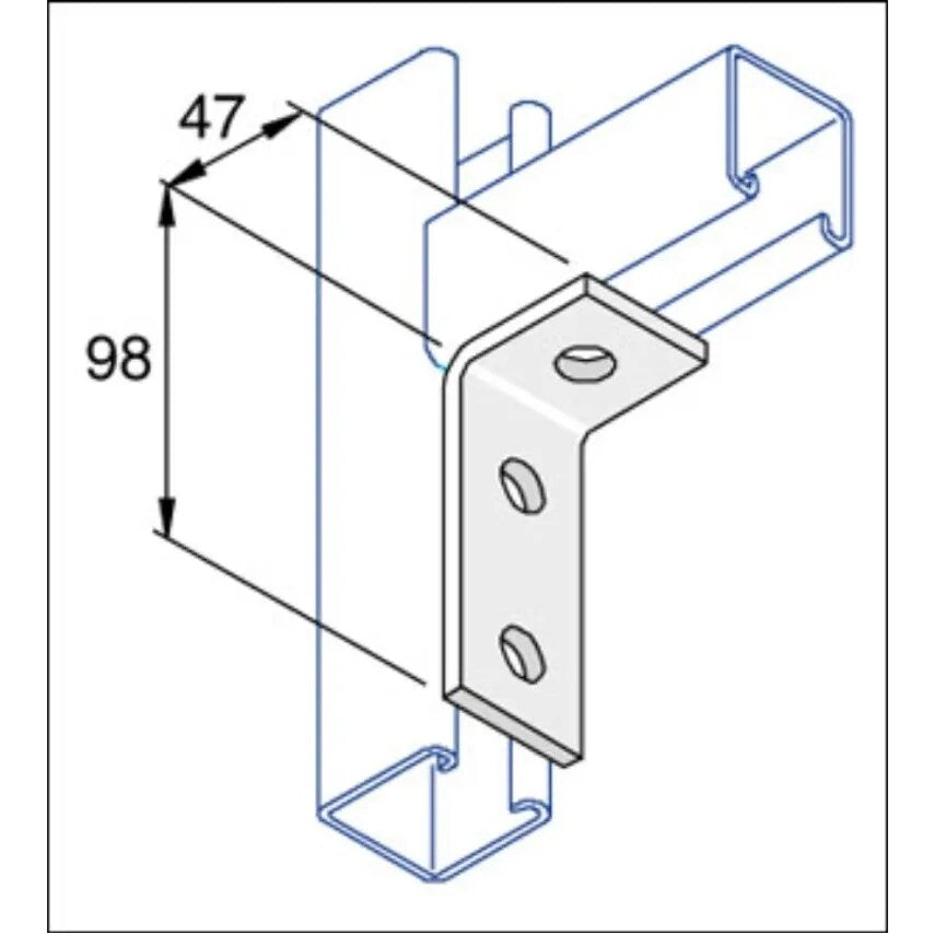 Bracket 90 Degree 3 Hole 98 x 47mm Steel Hot Dipped Galvanised