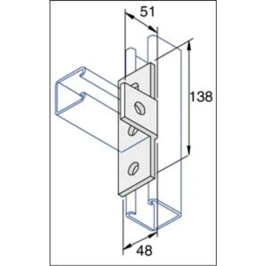 Bracket 90 Degree 4 Hole Tee 138 x 51 x 48mm Steel Hot Dipd Galvanised