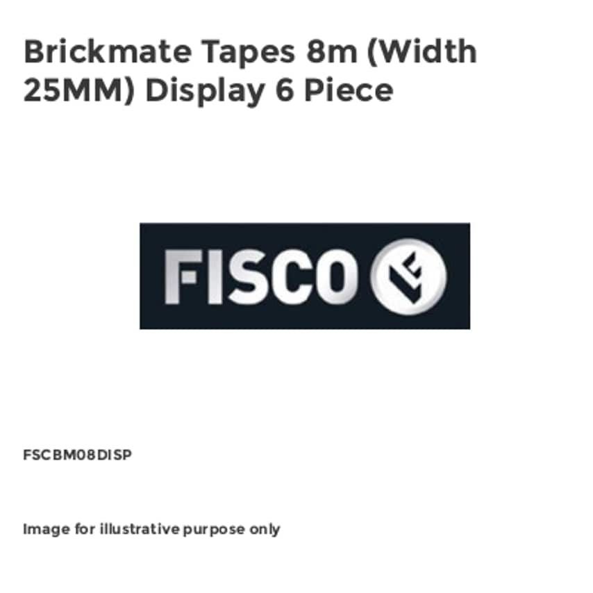 Brickmate Tapes 8m (Width 25MM) Display 6 Piece