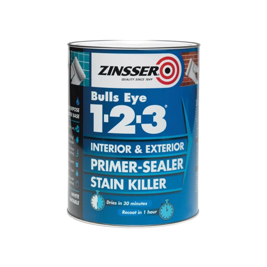 Bulls Eye 1-2-3 Plus Primer, Sealer & Stain Killer White 5 litre ZINBE1235L