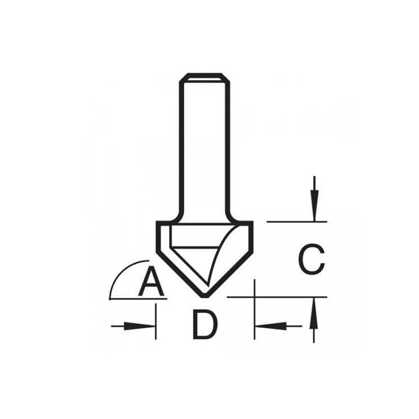 C044 x 1/4 TCT CraftPro Chamfer V-Groove Cutter 45 6.0 x 12.7mm TREC04414TC