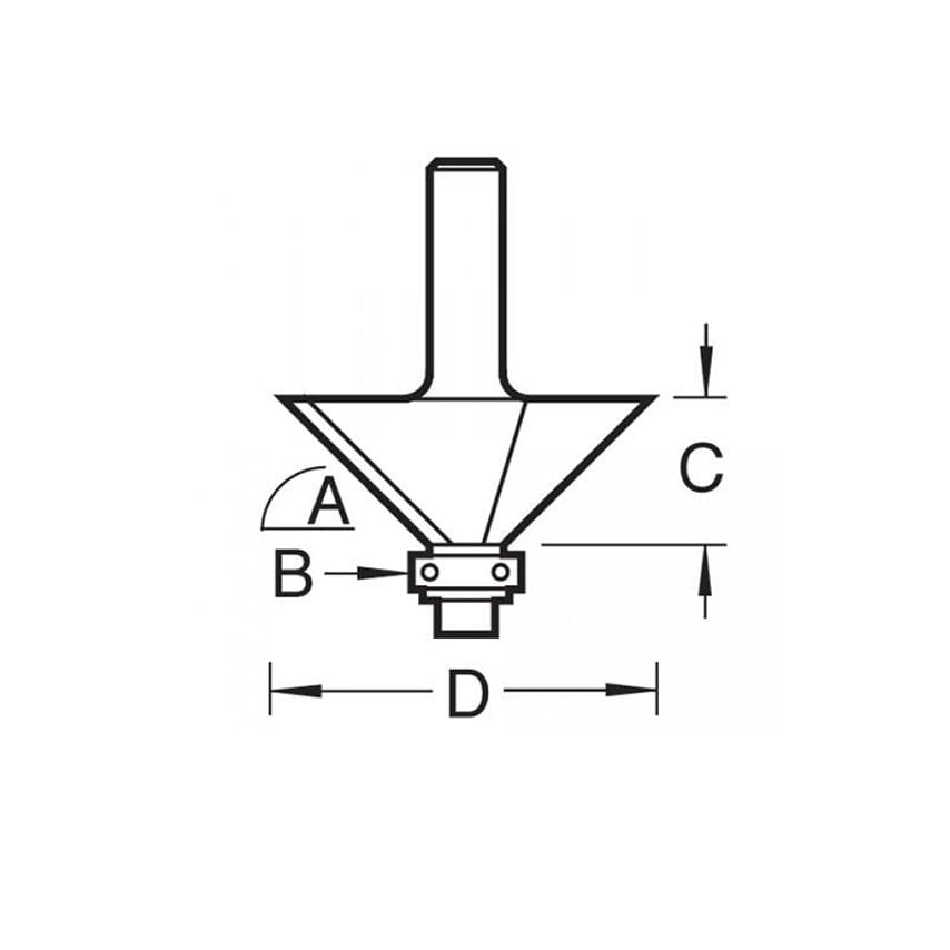 C049 x 1/4 TCT Bearing Guided Chamfer Cutter 45 12.7 x 32mm TREC04914TC