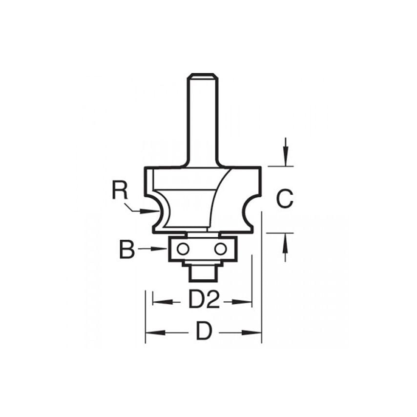 C130 x 1/4 TCT Bearing Guided Corner Bead 4.8mm Radius TREC13014TC