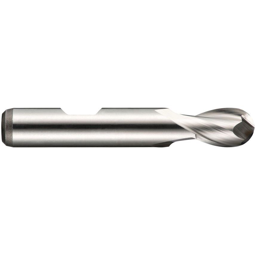 C500 2.00MM HSS-E 2 Flute Flatted Shank Ball Nosed Slot Drill DIN 327 D