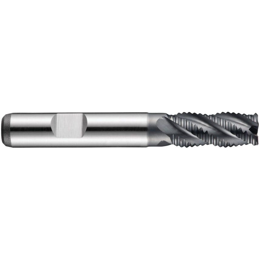 C908 12.00MM HSS-E Flatted Shank Multi Flute Roughing End Mill - Alcrona Coated DIN 844 K