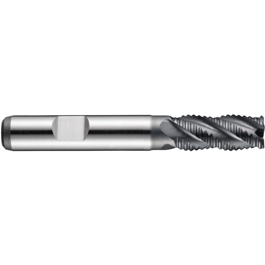 C908 16.00mm HSS-E Flatted Shank Multi Flute Roughing End Mill - Alcrona Coated DIN 844 K