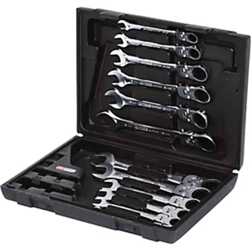 CHROMEplus Double Ring Spanner Set Metric In A Case 12 Parts