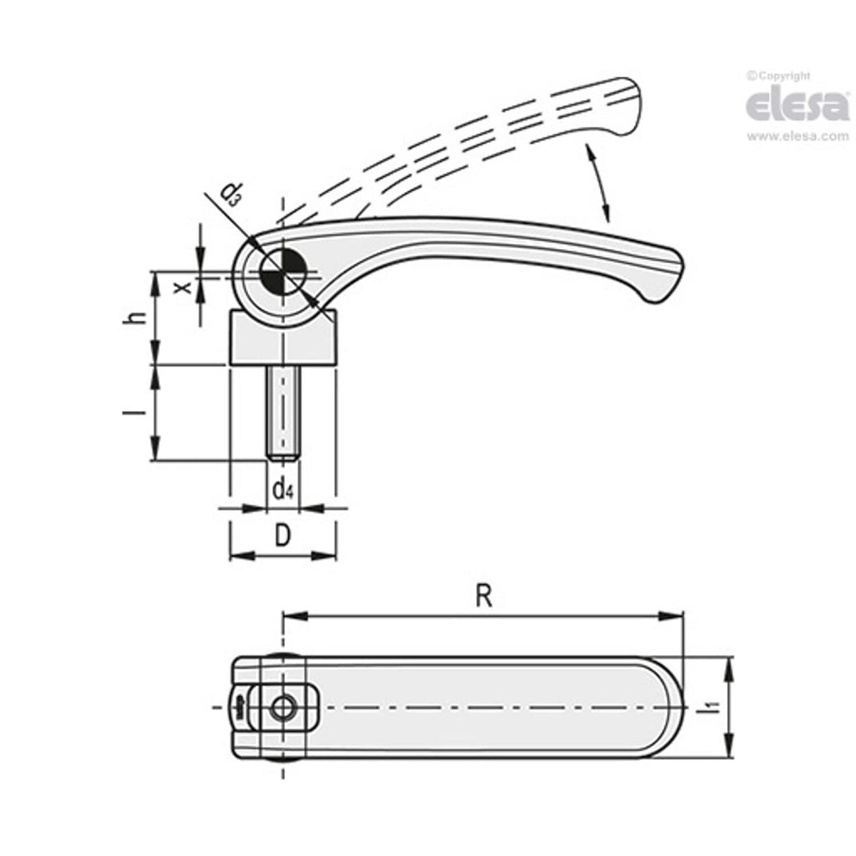 Cam lever-LAC.63-SST-p-M5x25