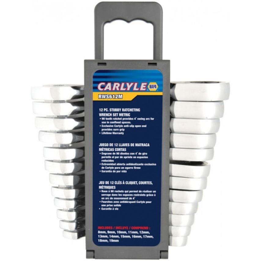 Carlyle Metric Stubby Ratcheting Wrench Set (12 Pieces) - RWS612M
