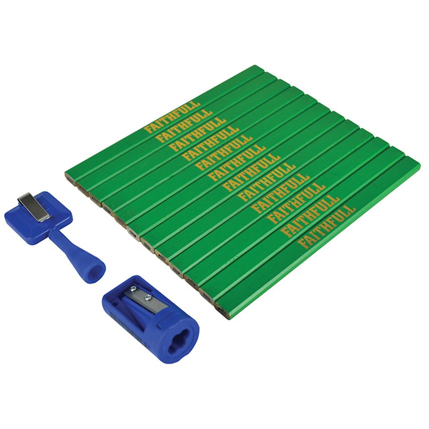 Carpenter's Pencil Kit Green / Hard (Pack 12) FAICPGKIT