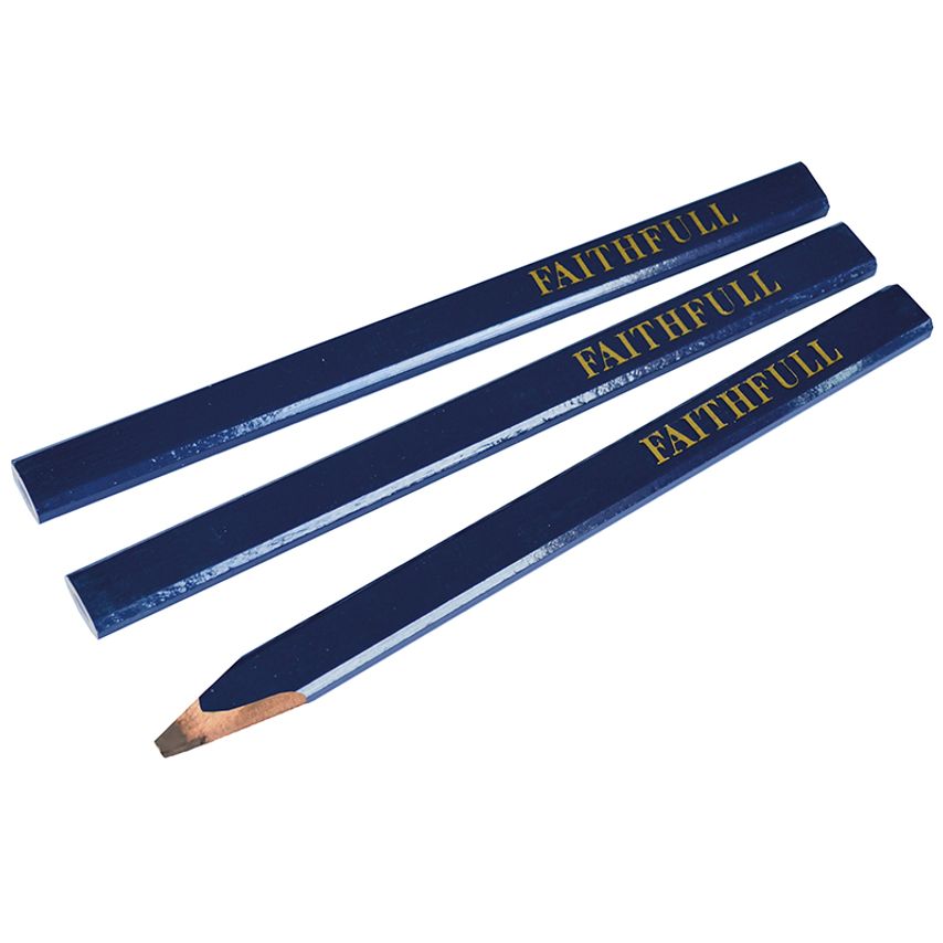 Carpenter's Pencils - Blue / Soft (Pack 3) FAICPB